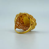 21k Gold Textured Lira Coin Ring 8.14 grams | 201860