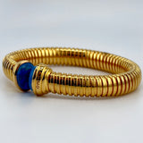 21K Gold HIMO Turquoise Tourbillon Cuff Bracelet 35.82 grams | 207028