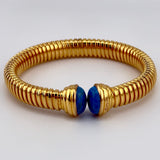 21K Gold HIMO Turquoise Tourbillon Cuff Bracelet 35.82 grams | 207028