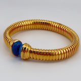 21K Gold HIMO Turquoise Tourbillon Cuff Bracelet 35.82 grams | 207028