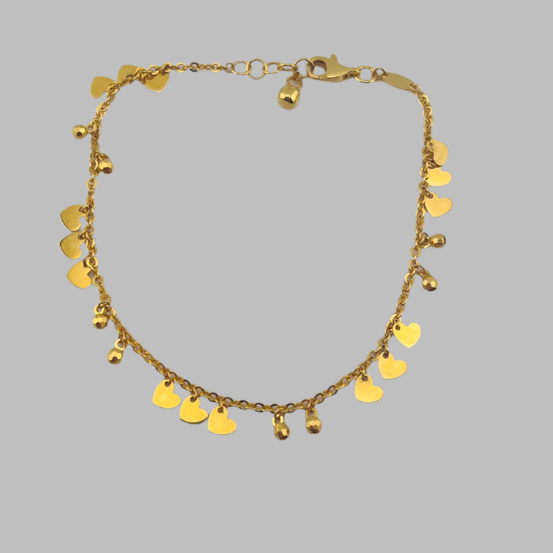 Dubai Heart Charm Gold Bracelet