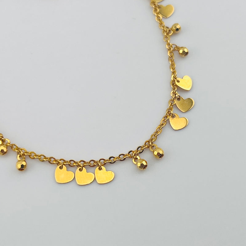 Dubai Heart Charm Gold Bracelet