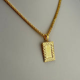 21K Gold Ayat Al Kursi Small Rectangle Pendant 2.11 Grams | 207812