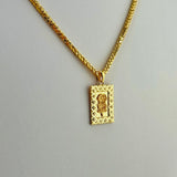 21K Gold Rose Small Rectangle Pendant 1.96 Grams | 207817