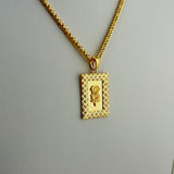21K Gold Rose Large Rectangle Pendant 2.90 Grams | 207819