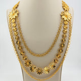Throwover 21k Gold 3 Layer Flower Necklace 79.29 grams | 200624
