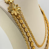 Throwover 21k Gold 3 Layer Flower Necklace 79.29 grams | 200624