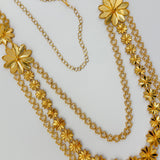 Throwover 21k Gold 3 Layer Flower Necklace 79.29 grams | 200624