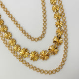 Throwover 21k Gold 3 Layer Flower Necklace 79.29 grams | 200624