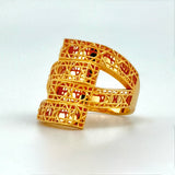 21K Gold Four-Row Diamond-Cut Ring 4.77 Grams | 207850