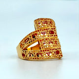 21K Gold Four-Row Diamond-Cut Ring 4.77 Grams | 207850