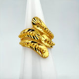 21K Gold Luxury Four-Row Beaded Crossover Ring 5.13 Grams | 207985