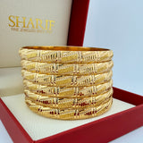 21K Yellow Gold Bangle Set – Set of 6 (Size Large, 67.5g) Model: 197518