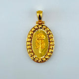21K Gold Oval Rose & Beads Pendant 6.65 Grams | 207878