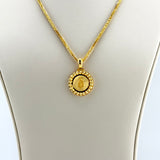 21K Gold Circle Rose & Bead Pendant 6.02 Grams | 207879