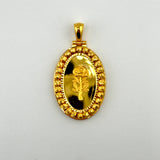 21K Gold Large Oval Rose & Beads Pendant 7.85 Grams | 207880