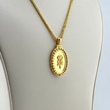 21K Gold Large Oval Rose & Beads Pendant 7.85 Grams | 207880