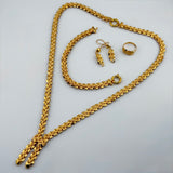 21K Gold Modern Puff Woven Link Jewelry Set 32.18 Grams | 207894