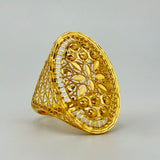 21K Gold Floral &amp; Beads Oval Ring 4.51 Grams | 207883