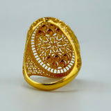 21K Gold Floral &amp; Beads Oval Ring 4.51 Grams | 207883