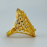 21K Gold Floral &amp; Beads Oval Ring 4.51 Grams | 207883
