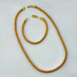 21K Gold Round Weave Necklace & Bracelet Set 37.48 Grams | 207974