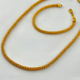 21K Gold Round Weave Necklace & Bracelet Set 37.48 Grams | 207974
