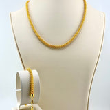 21K Gold Round Weave Necklace & Bracelet Set 37.48 Grams | 207974