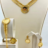 21K Gold Floral Rashadi Jewelry Set 33.66 Grams | 207975