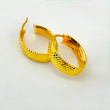 21K Gold Luxury Textured Hoop Earrings 9.32 Grams | 207999