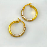 21K Gold Modern Stone Hoop Earrings 4.37 Grams | 208017