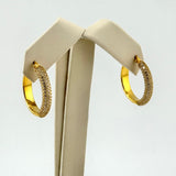 21K Gold Modern Stone Hoop Earrings 4.37 Grams | 208017