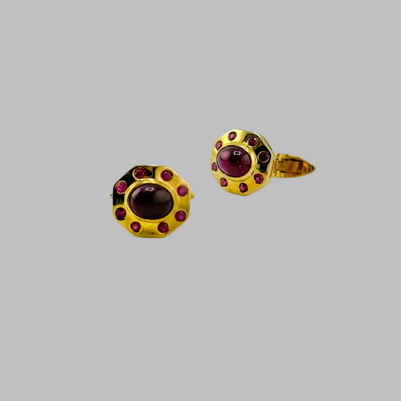 Ruby Cabochon Cuff Links