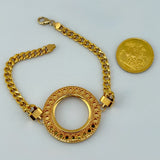 21K Gold Coin Frame Cuban Link Bracelet 10.03 Grams | 203395