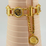 21K Gold Lira Style Rope Bezel Bracelet 40.3 Grams | 203396