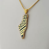 Palestine Kufiya Gold Pendant with Stones