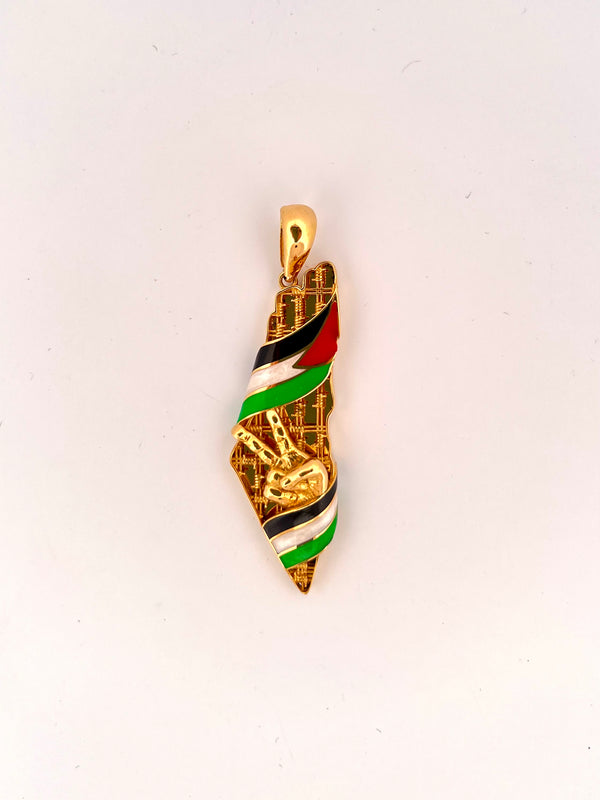 Palestine Map Gold Pendant