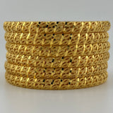 21K Yellow Gold Floral Bangles – Set of 6 | 92.10 g | Size Large (Model 199674)