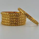 21K Yellow Gold Floral Bangles – Set of 6 | 92.10 g | Size Large (Model 199674)
