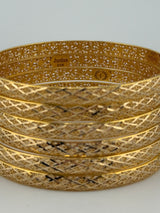 21K Yellow Gold Diamond Cut Bangles – Set of 6 | 42.51 g | Size Medium (Model 199735)