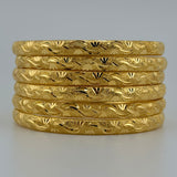 21K Yellow Gold Traditional Bangles – Set of 6 | 81.50 g | Size Medium (Model 199736)