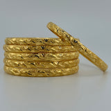 21K Yellow Gold Traditional Bangles – Set of 6 | 81.50 g | Size Medium (Model 199736)