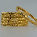 21K Yellow Gold Traditional Bangles – Set of 6 | 81.50 g | Size Medium (Model 199736)