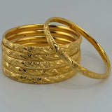 21K Yellow Gold Traditional Bangles – Set of 6 | 81.50 g | Size Medium (Model 199736)