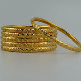 21K Yellow Gold Traditional Bangles – Set of 6 | 64.68 g | Size Medium (Model 199737)