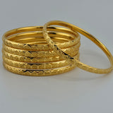 21K Yellow Gold Traditional Bangles – Set of 6 | 64.68 g | Size Medium (Model 199737)