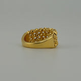 Three Row Faceted Bead Gold Ring 4.68g | 200105