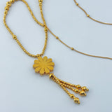 Flower and Bead Necklace 21k Gold 13.15 grams | 205177