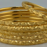 21K Textured Stackable Bangles – Set of 6 | 40.27 g | Size LARGE (Model 200274)