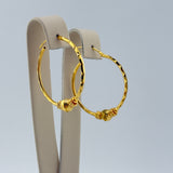 21K Gold Textured Hoop Earrings – 4.15 Grams | 205802